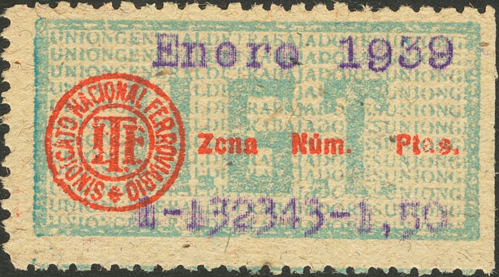 Espana Spain Stamp sellos Railway Trades Union Sellos Sindicato Ferroviario Espana